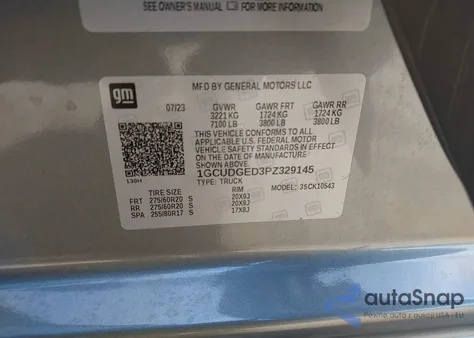 2023 Chevrolet Silverado 1500 4Wd Short Bed Ltz z USA, uszkodzony, nr VIN 1GCUDGED3PZ329145